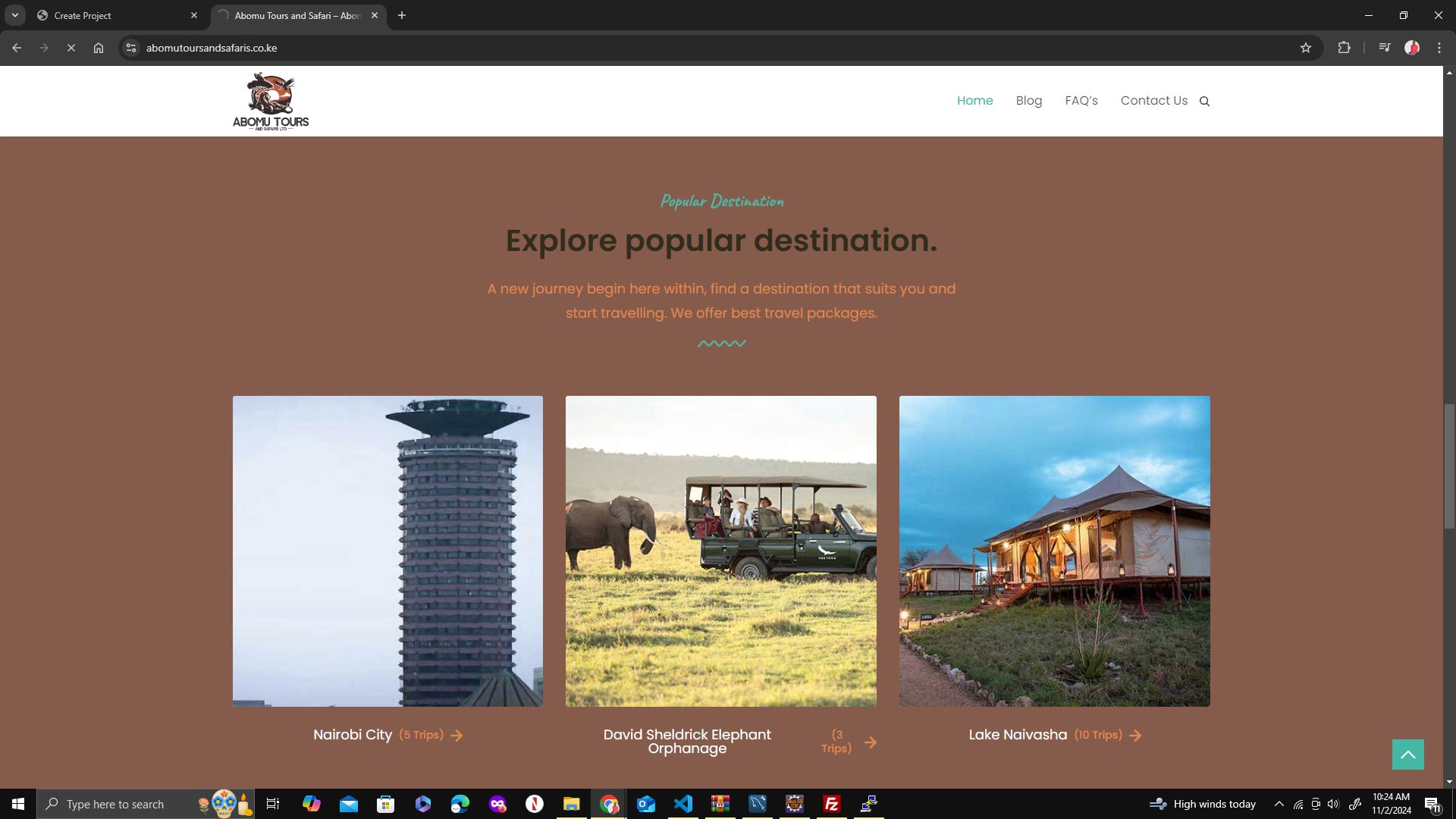 Portfolio Summary for Abomu Tours and Safaris Website - Project Image